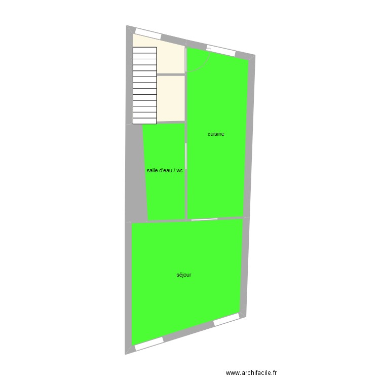 jeannin rdc. Plan de 5 pièces et 36 m2