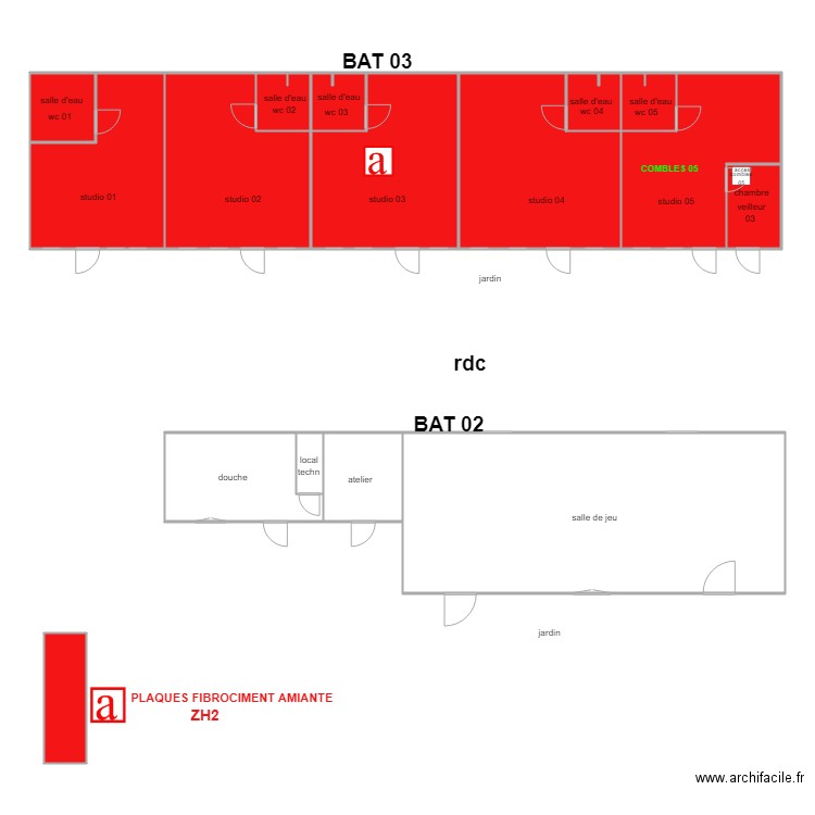 salvert bat 2 et 3 AMIANTE. Plan de 0 pièce et 0 m2