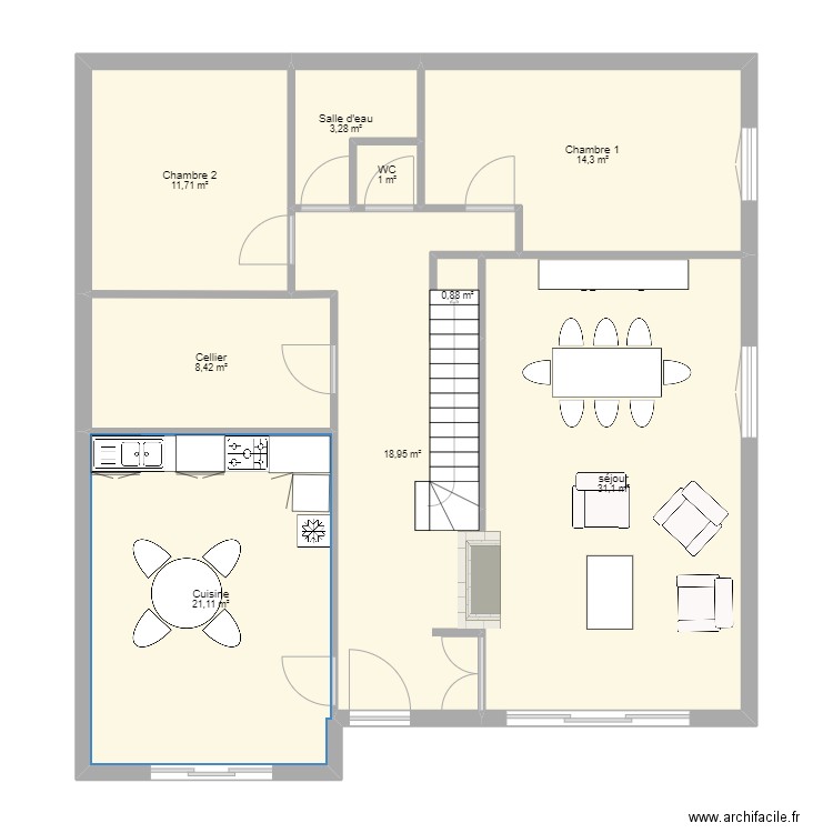 MAison 2. Plan de 9 pièces et 111 m2