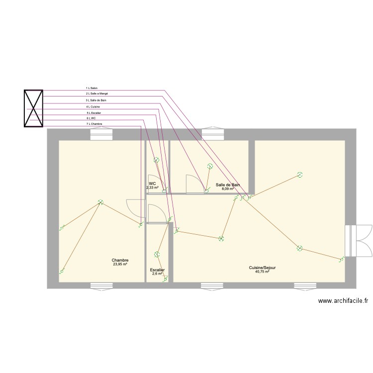 appart Lumiéres . Plan de 5 pièces et 78 m2