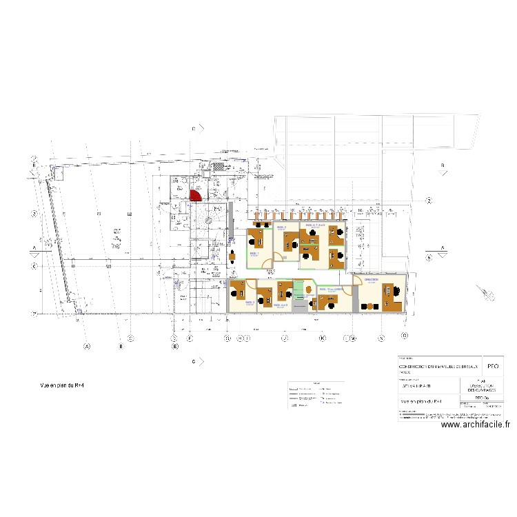 Bureaux DPE R+4 - V1 bis. Plan de 8 pièces et 87 m2