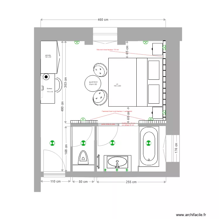 R2      CHAMBRE 27. Plan de 