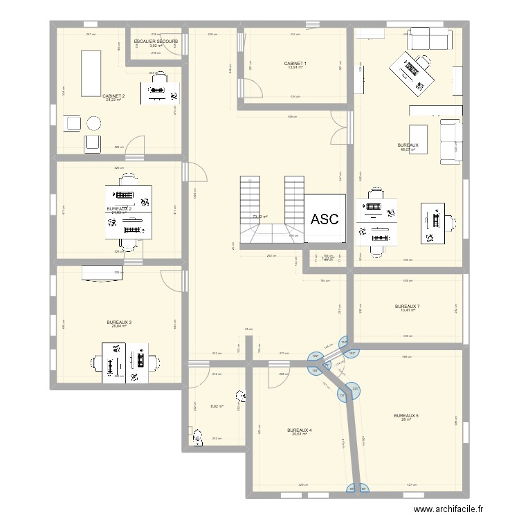 Espace santé 2eme etage. Plan de 12 pièces et 279 m2