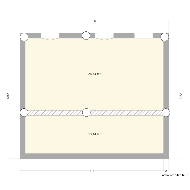 maisonette. Plan de 2 pièces et 38 m2