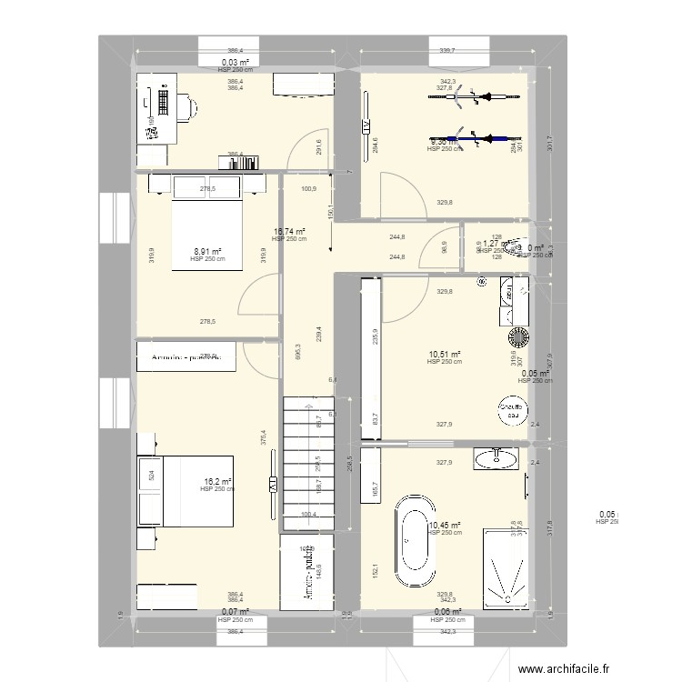 Amandine RDC. Plan de 22 pièces et 150 m2