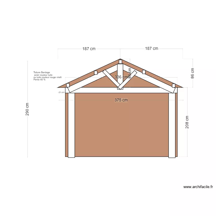 Abri de Jardin vue de côté bis. Plan de Abri de Jardin vue de côté bis. Plan de