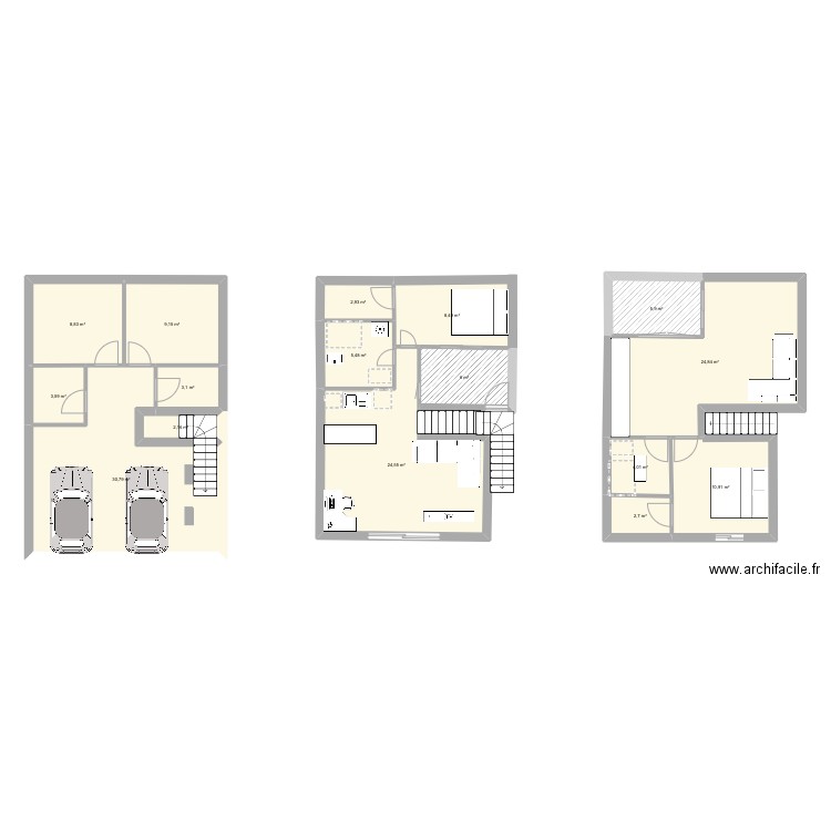 Impasse de l’Ase. Plan de 16 pièces et 153 m2