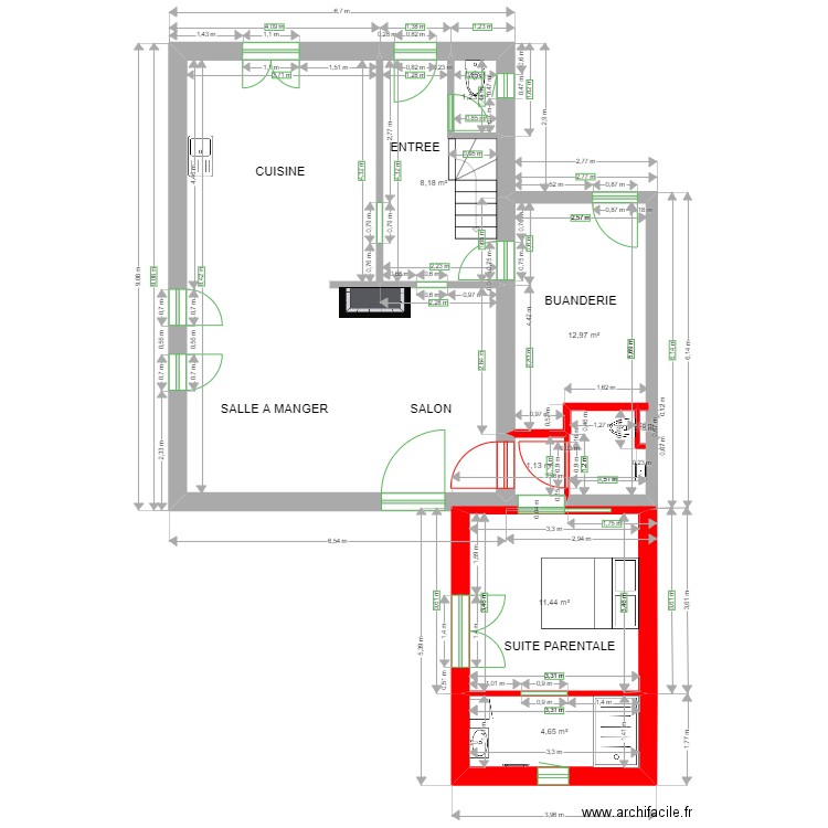 CASTEX MAISON COTE rev 1. Plan de 7 pièces et 80 m2