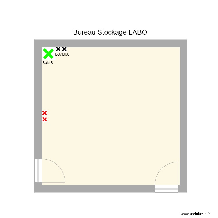 Baie B. Plan de 1 pièce et 23 m2