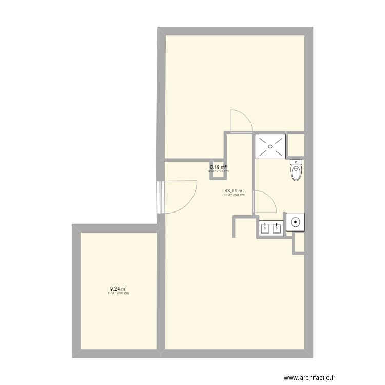 CONTI. Plan de 3 pièces et 53 m2