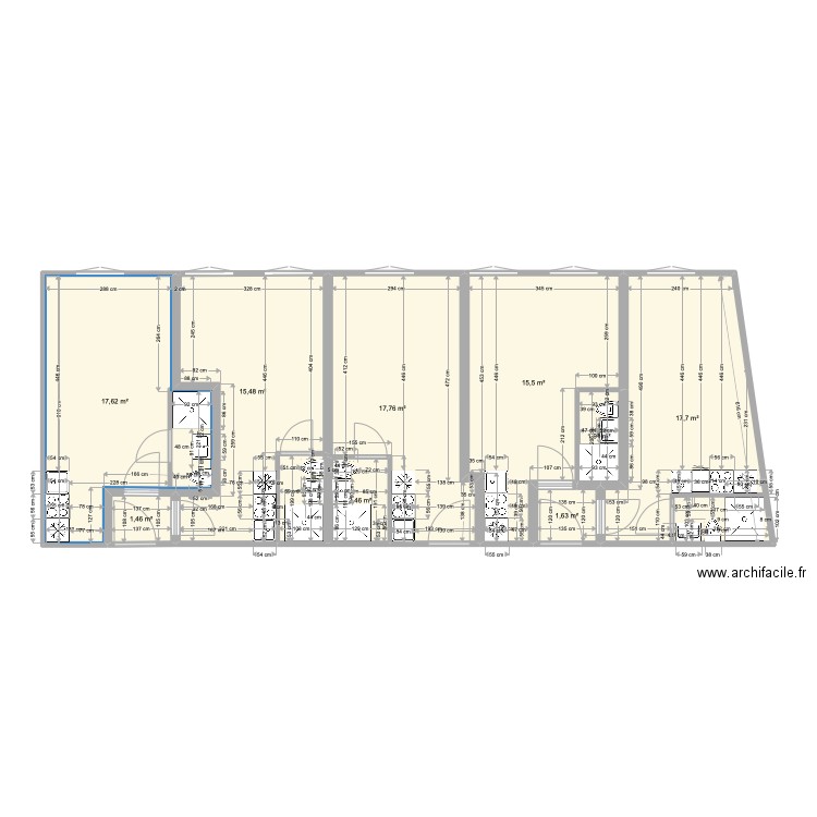 essai salle de bain FF. Plan de 9 pièces et 92 m2