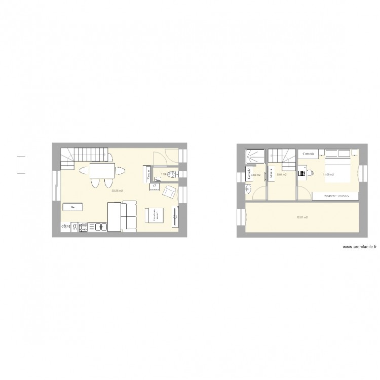 plan appart PG 6. Plan de 6 pièces et 66 m2