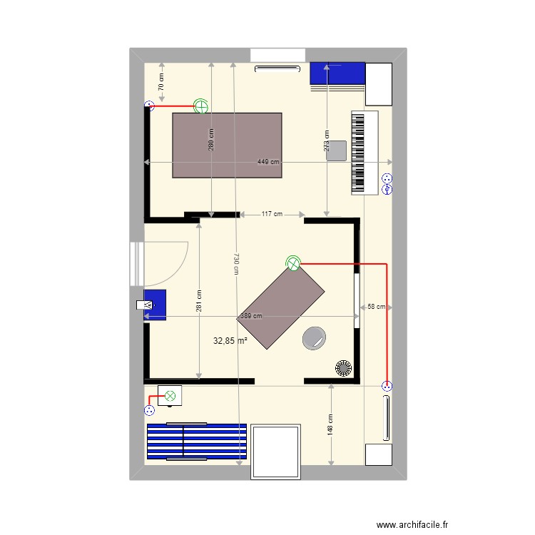 CLERES ATELIER 2022/1. Plan de 1 pièce et 33 m2