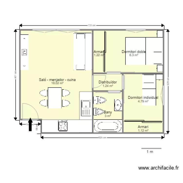 MODEL APARTAMENT 2 DORMITORIS. Plan de MODEL APARTAMENT 2 DORMITORIS. Plan de