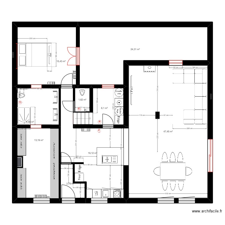 ROLLEGEM projete. Plan de 9 pièces et 137 m2