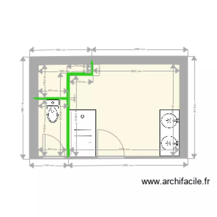 SdB &eacute;tage futur. Plan de 