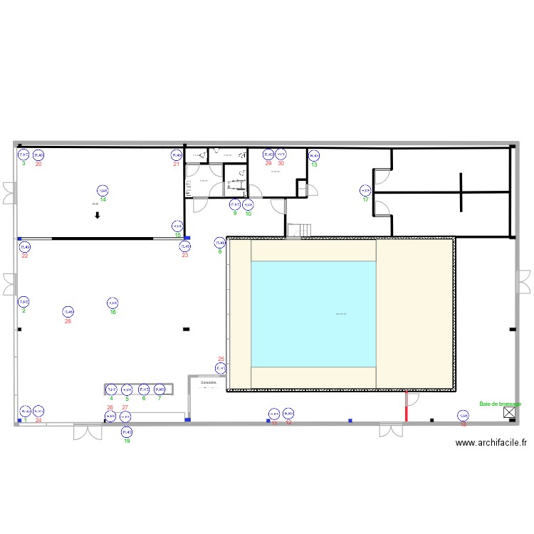 Plan TAKE OFF définitif réseau. Plan de 7 pièces et 168 m2