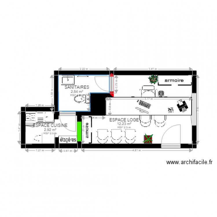 PROJET LOGE CHENNEVIERES AMENAGEMENT 4 SANS DOUCHE. Plan de 0 pièce et 0 m2