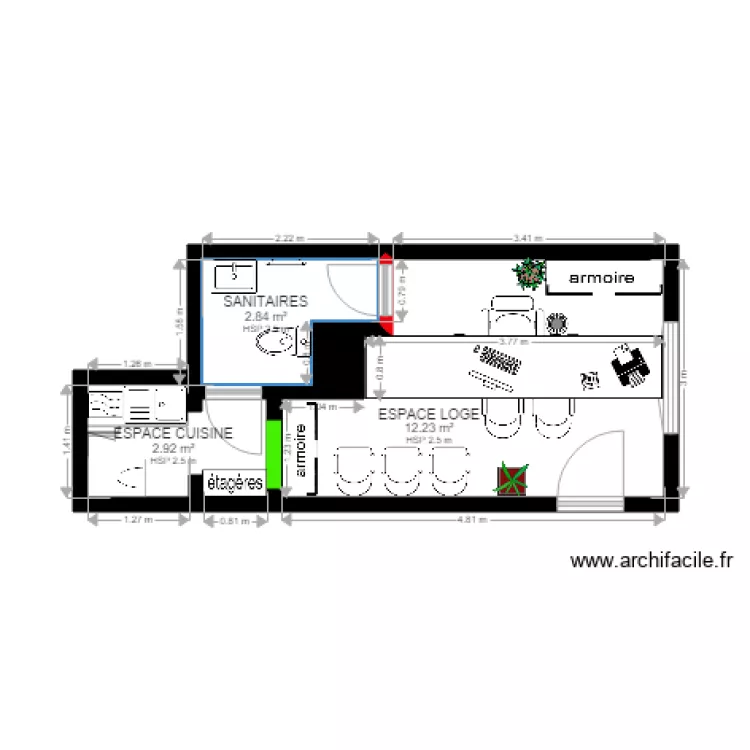 PROJET LOGE CHENNEVIERES AMENAGEMENT 4 SANS DOUCHE. Plan de PROJET LOGE CHENNEVIERES AMENAGEMENT 4 SANS DOUCHE. Plan de