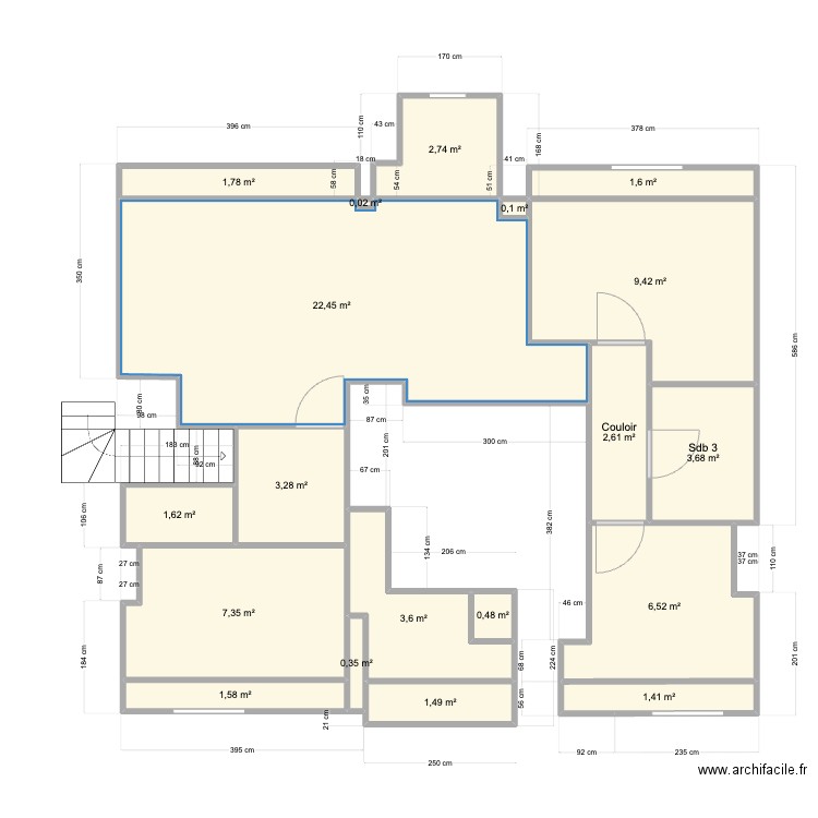 Pornichet1er Base carrez. Plan de 19 pièces et 72 m2