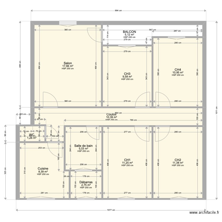 PLAN TROYES PROJET . Plan de 11 pièces et 94 m2