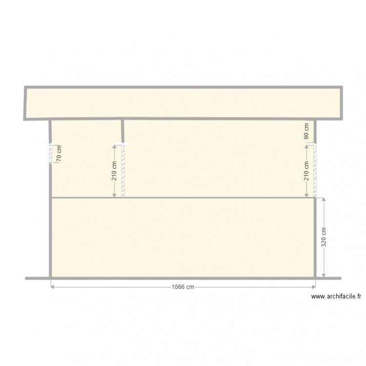 mwamba coupe B-B. Plan de 4 pièces et 81 m2