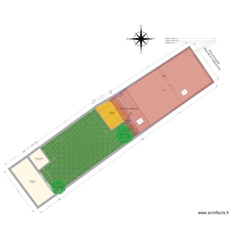 Plan de masse cadastre. Plan de 5 pièces et 76 m2