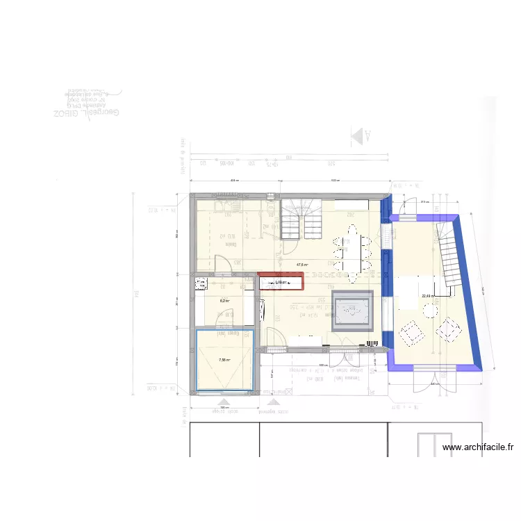 Extension Maison + avanc&eacute;e 2301. Plan de 