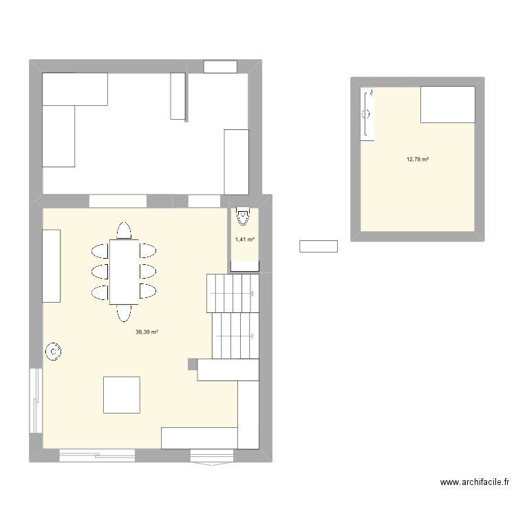 MAISON CLAVET V3. Plan de 3 pièces et 53 m2
