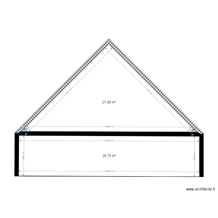 plan de coupe version 2 7m. Plan de 0 pièce et 0 m2