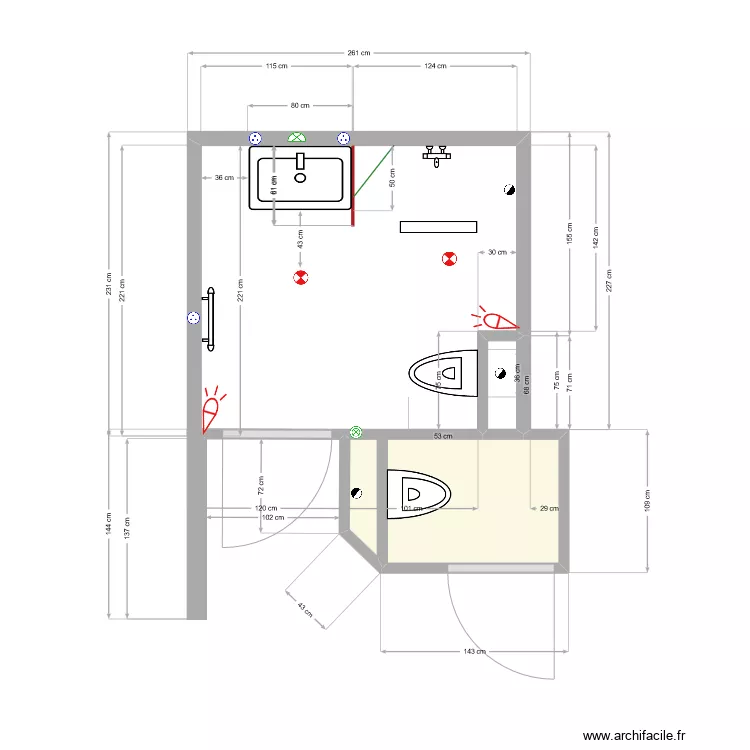 Salle d'eau 65 Version d&eacute;finitive. Plan de 