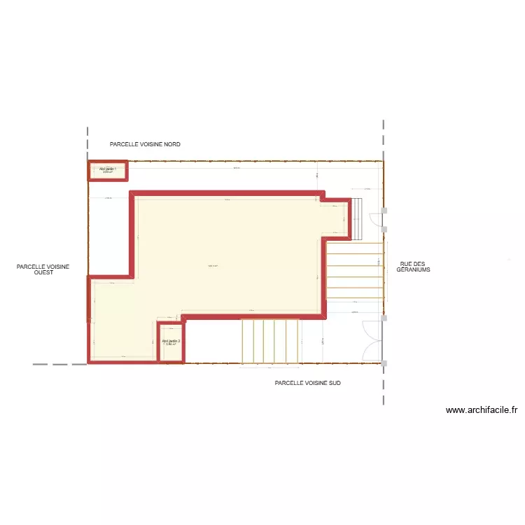 Plan de masse Canet existant pergolas et cl&ocirc;ture. Plan de 3 Pièces et 133 m²