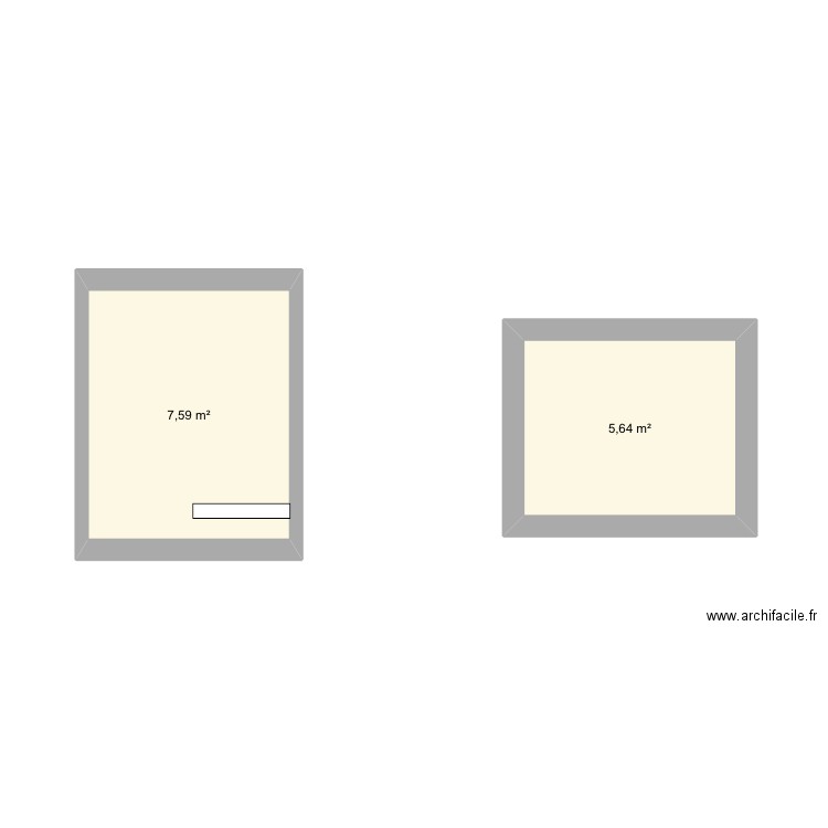 Atelier république. Plan de 2 pièces et 13 m2