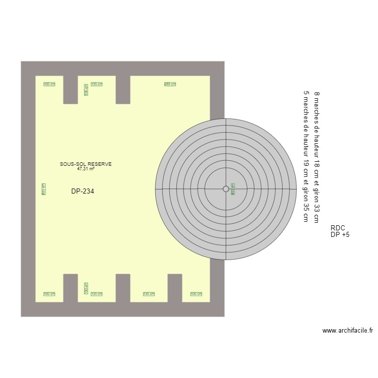 SOUS SOL LA GARE AVANT TRAVAUX. Plan de 1 pièce et 47 m2