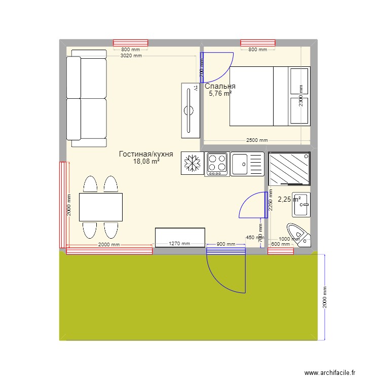 30 6 1. Plan de 4 pièces et 37 m2