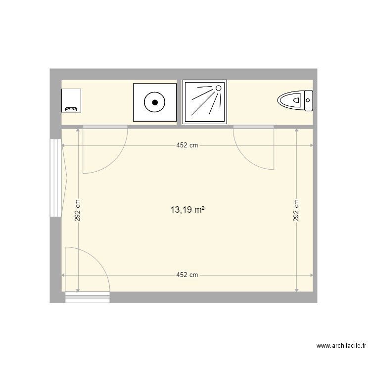 RDC MILE. Plan de 3 pièces et 17 m2