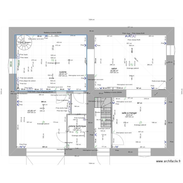 PROJET LACAUNE RDC gabi1 elec  final  . Plan de 0 pièce et 0 m2