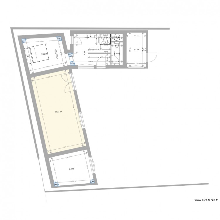 extension ancienne maison V3. Plan de 0 pièce et 0 m2
