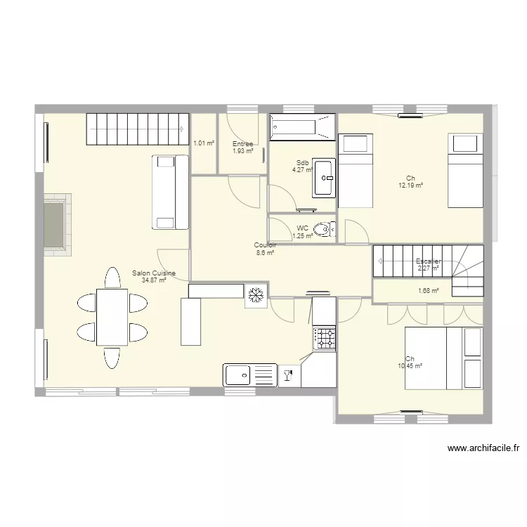 Clusaz Projet3 escalier dans  placard. Plan de 