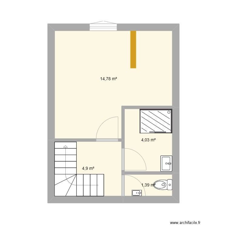 pitou 1er etage. Plan de 4 pièces et 25 m2