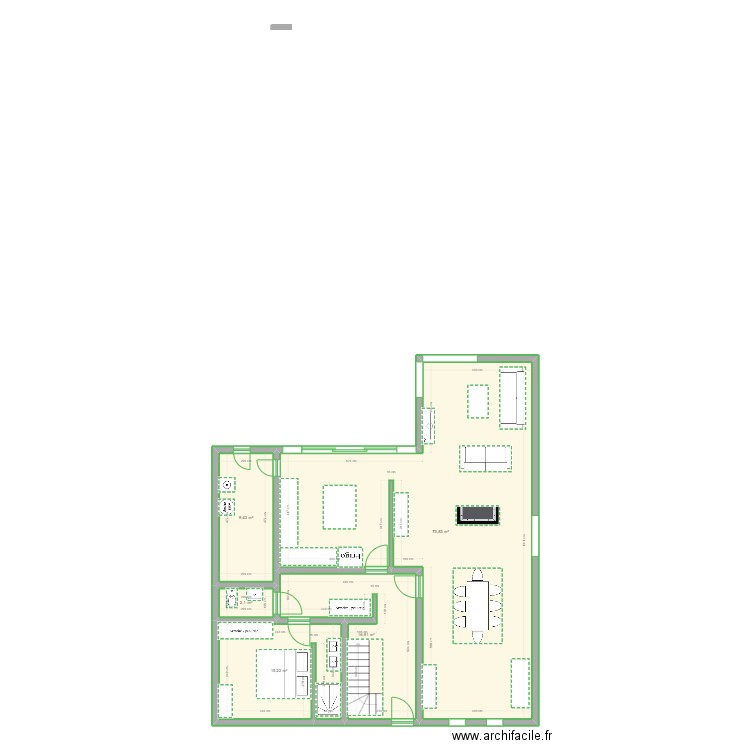 Maison 2 éme plan. Plan de 5 pièces et 117 m2