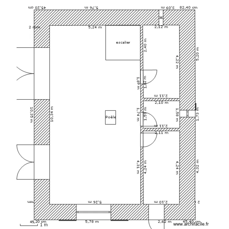 Maison-grosse-botte-avec-etage-RDC. Plan de 
