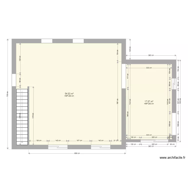 Chambre 1ier Tritons. Plan de 