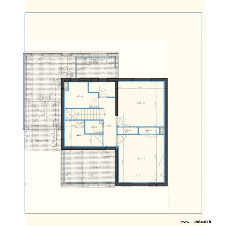 Base projet BOUGUENAIS. Plan de 16 pièces et 129 m2