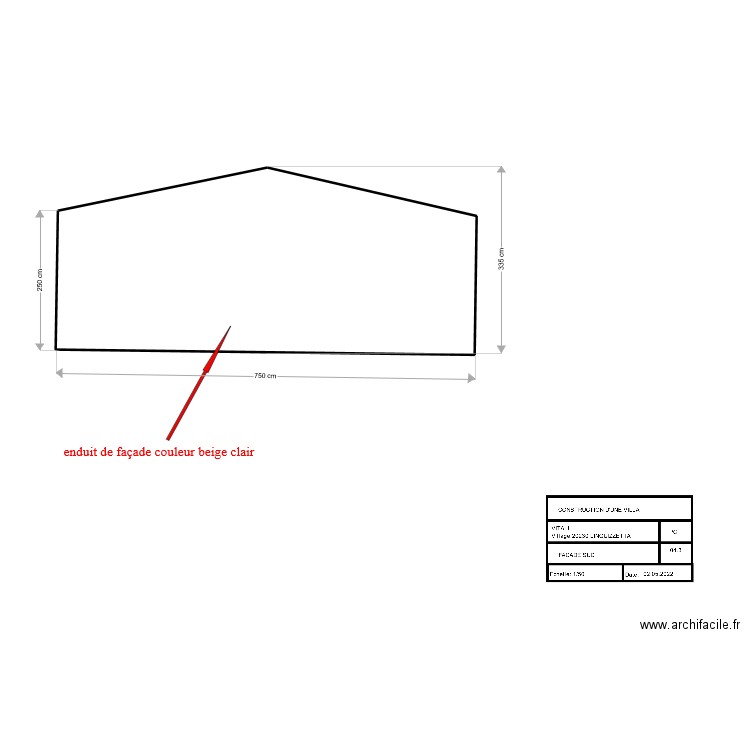 fred facade sud. Plan de 1 pièce et 22 m2