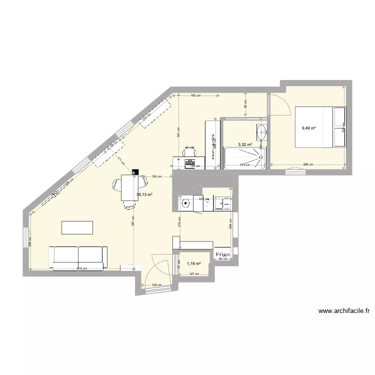 Alfortville vraies Mesures Cuisine laiss&eacute;e . Plan de 