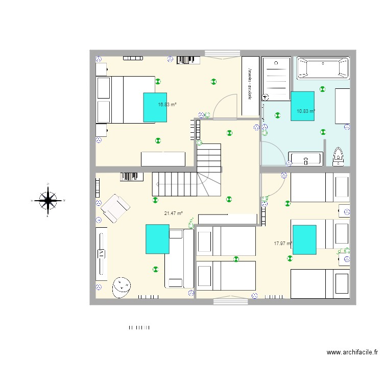 amenagement Olivier grenier bayonne 4 chambres meubles et prises. Plan de 0 pièce et 0 m2