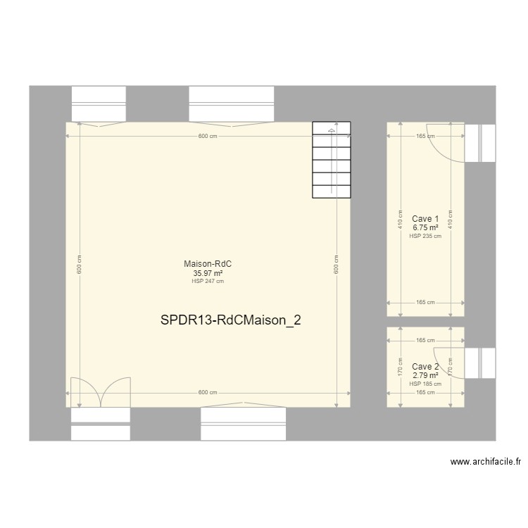 SPDR13-RdC-Maison_1. Plan de 3 pièces et 46 m2
