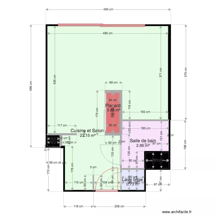 plan STUDIO 99 PROMENADE. Plan de 