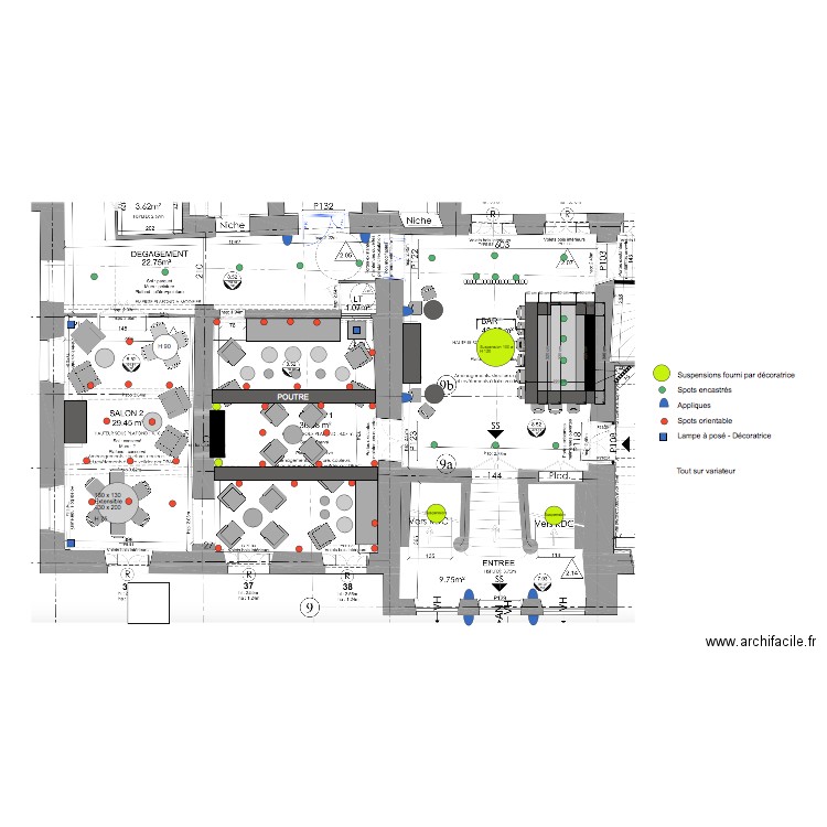 bar salon1 et salon 2 Plan éclairage. Plan de 0 pièce et 0 m2